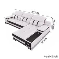Modern Genuine Leather Sofa Living Room By MANBAS - Stylish Italian Couch with Bluetooth Speaker, USB & Adjustable Headrests