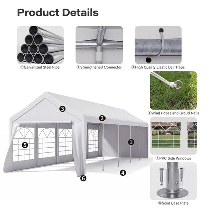10x30ft Waterproof Party Tent with Removable Sidewalls & Roll-Up Door, Shelter for Wedding Backyard BBQ 20-40 People, Customized