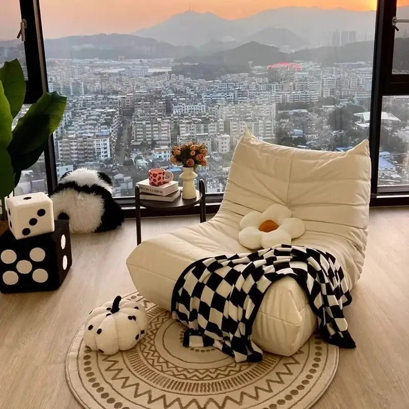 Single suede foam sofa armless floor sofa lazy sofa living room bedroom balcony lounge chair reading chair fireside chair