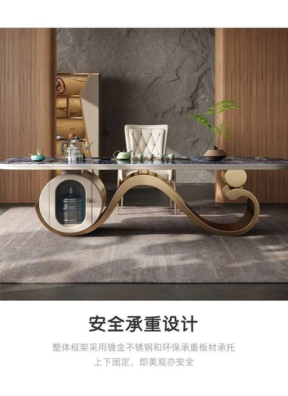 Light luxury rock slab table and chair combination modern minimalist design, creative high-end villa office tea table