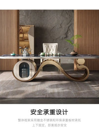 Light luxury rock slab table and chair combination modern minimalist design, creative high-end villa office tea table