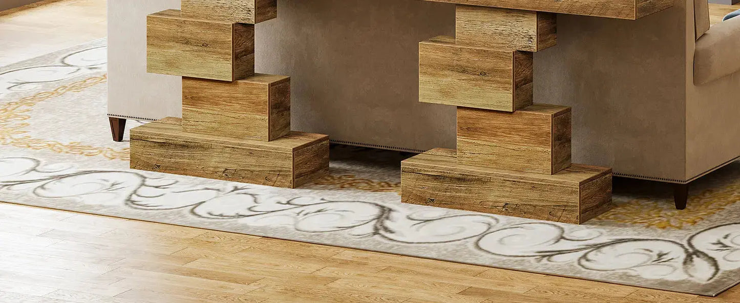 Tribesigns 42.5" Farmhouse Console Table, Narrow Wood Sofa Table Behind Couch with Geometric Base, Industrial Entryway Accent Ta