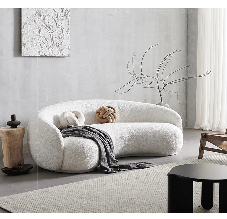 Nordic Curved Sofa Quiet Wind Living Room Fabric Craft Cashew Sofa