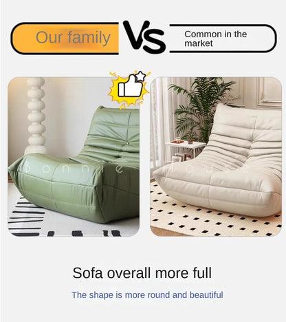 Black caterpillar sofa lazy single leisure chair togo original small apartment balcony living room lying down leather