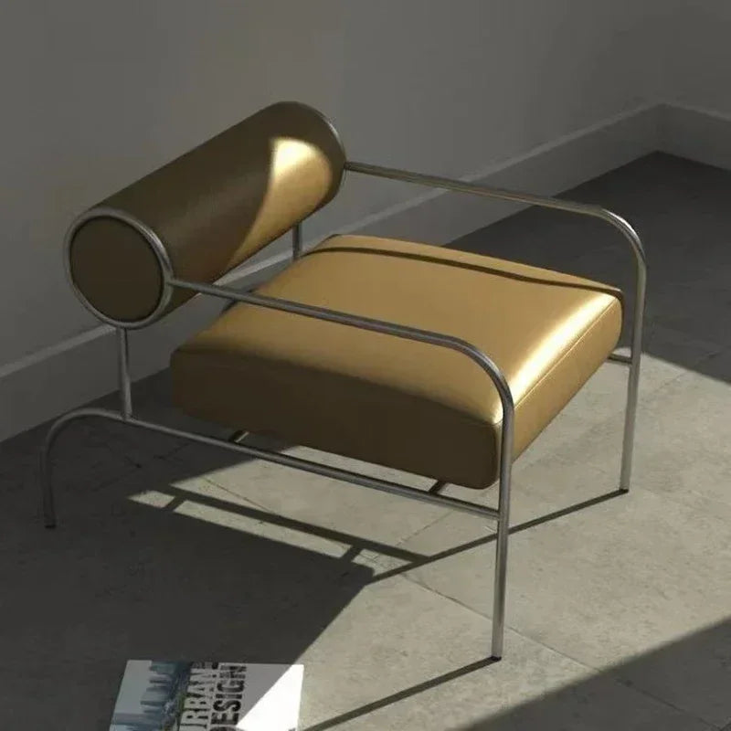Nordic Fabric Living Room Chairs American Living Room Furniture Home Leisure Back Armchair Stainless Steel Single Sofa Recliner