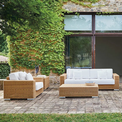 Outdoor rattan courtyard waterproof and sunscreen garden leisure sofa combination balcony double sofa