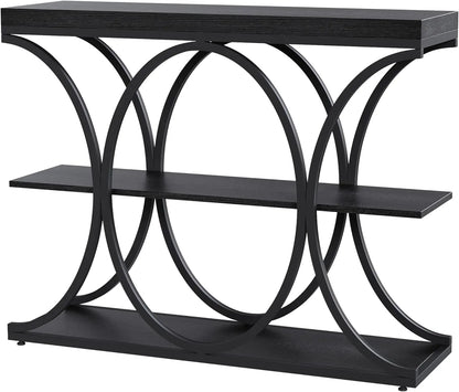 39" Narrow Console Tables for Entryway, Industrial 3-Tier Sofa Table with Metal Frame and Storage Shelves for Living Room,Foyer