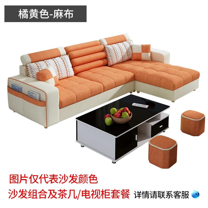 Fabric sofa simple modern combination living room fully equipped small apartment rental room e****mical set
