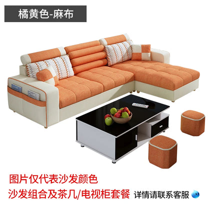 Fabric sofa simple modern combination living room fully equipped small apartment rental room e****mical set