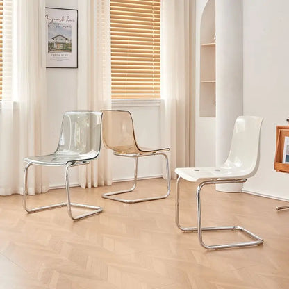 Nordic Modern Clear Acrylic Dining Chair Transparent Plastic Thickened Backrest Chair Simple Home Dining Room Furniture Design