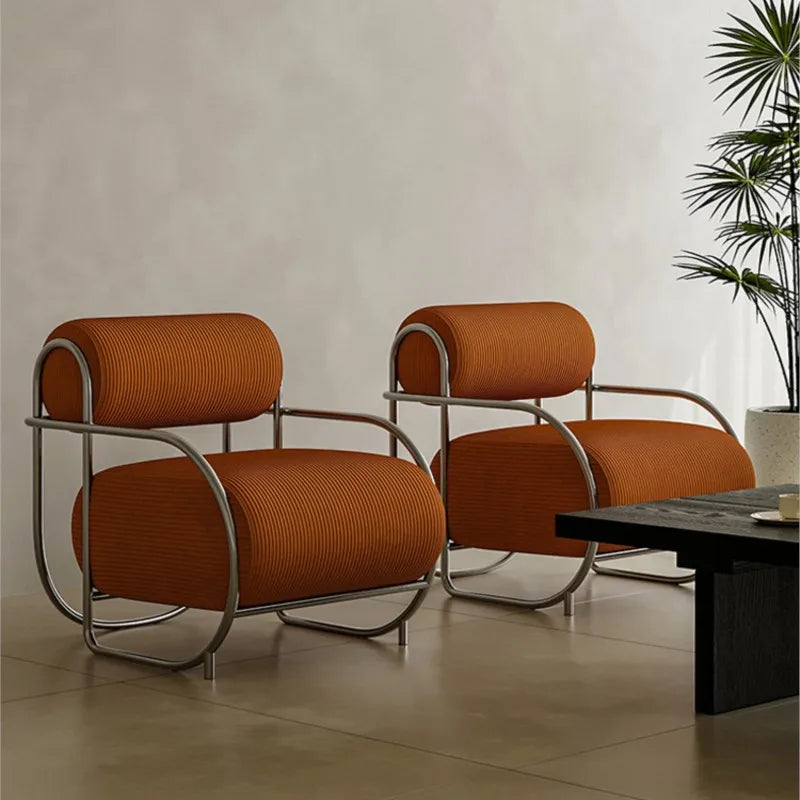 Antique Designer Single Sofa Chair Modern Simple Creative Leisure Chair Living Room Balcony Stainless Steel Leisure Chair
