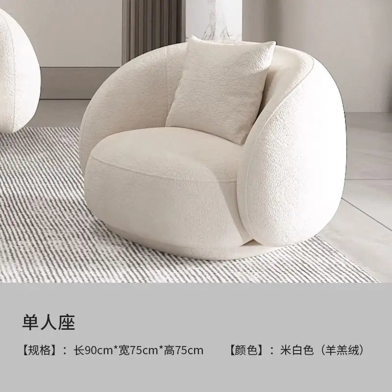 Nordic Internet celebrity living room light luxury beauty salon reception cream ins wind leisure area curved sofa