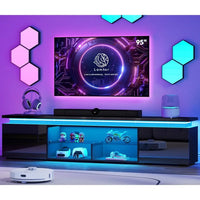 100 Inch TV-Stand - TV Stand for 90 95 100 Inch Televisions- Entertainment Center with Dynamic LED Lights & High Gloss