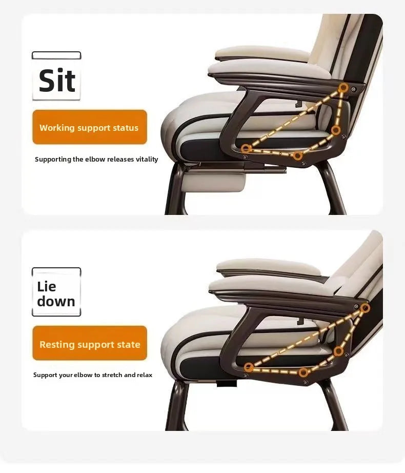 Ergonomic Office Chair with Adjustable Headrest, Latex Seat, Reclining Function & Linked Armrests, Bow Tie Base