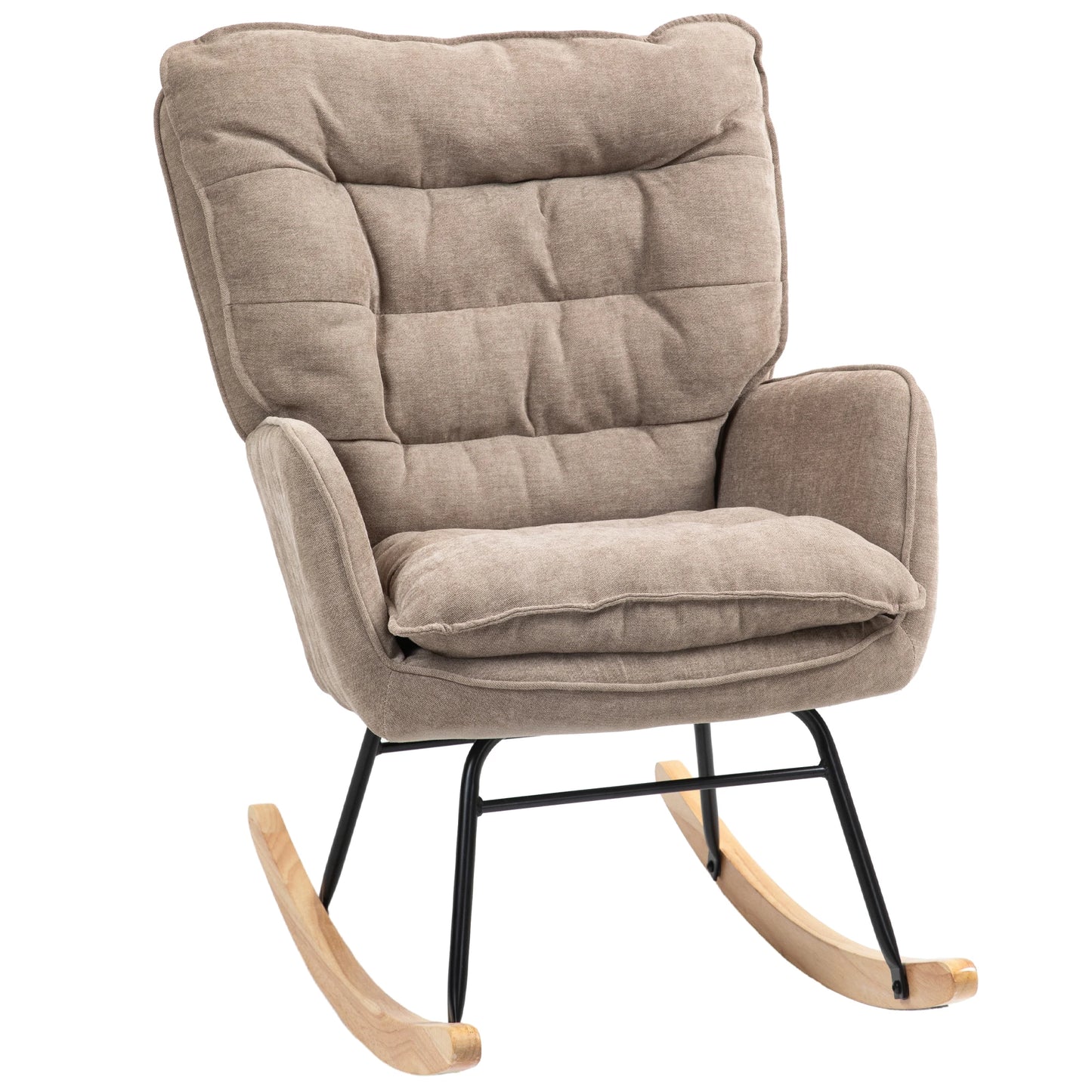 Brown Chenille-Look Rocking Chair (120kg Cap, Armrests, Living/Bedroom)