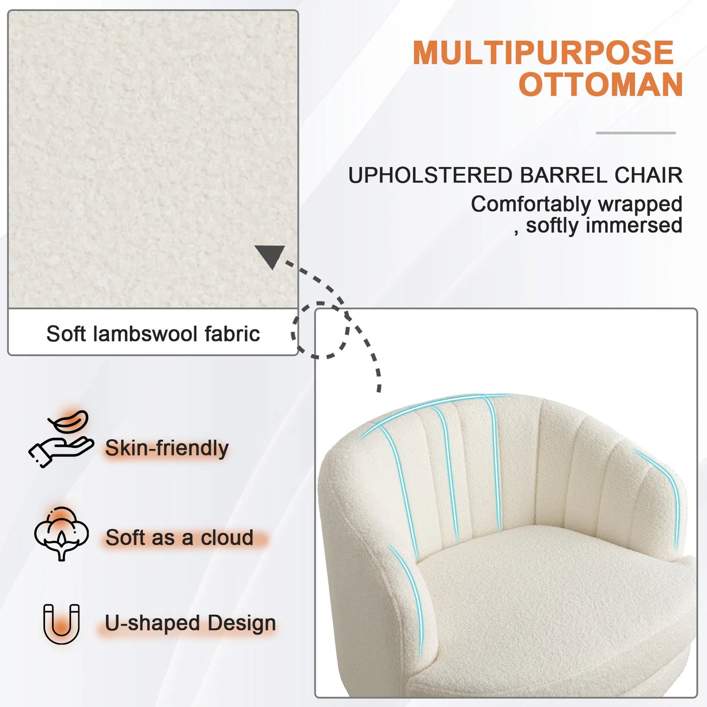 Swivel Accent Chair with Armrest, Modern 360 Degree Swivel Barrel Chair with Curve Back for Living Room,Bedroom,Waiting Room