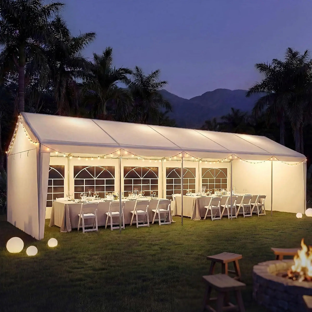 10x30ft Waterproof Party Tent with Removable Sidewalls & Roll-Up Door, Shelter for Wedding Backyard BBQ 20-40 People, Customized