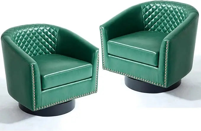 Faux Leather Barrel Accent Chairs Set of 4, Modern Club Arm Chair Comfy Upholstered Single Sofa Chair, Beige