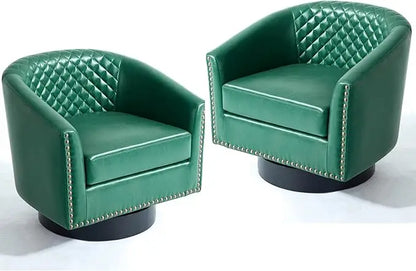 Faux Leather Barrel Accent Chairs Set of 4, Modern Club Arm Chair Comfy Upholstered Single Sofa Chair, Beige