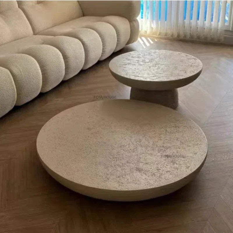 Small Apartment Stone Round Side Tables Wabi-sabi Style Cement Coffee Tables Designer Medieval Style Tea Table Home Furniture