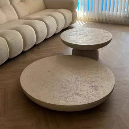 Small Apartment Stone Round Side Tables Wabi-sabi Style Cement Coffee Tables Designer Medieval Style Tea Table Home Furniture