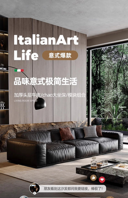 Family Italian Living Room Sofas Genuine Leather Sectional Apartment Relaxing Sofa Elegant Comfortable Muebles Home Furniture