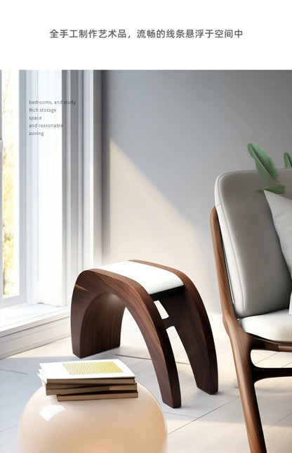 Nordic creative small stool high-end home stool strong and durable solid wood fashion shoe change solid wood seat stool
