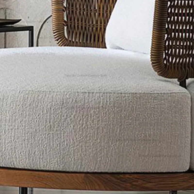 Italian Style Courtyard Villa Solid Wood Garden Sofas Rattan Weaving Modern Garden Sofa Simplicity Outdoor Furniture Divano FYOS