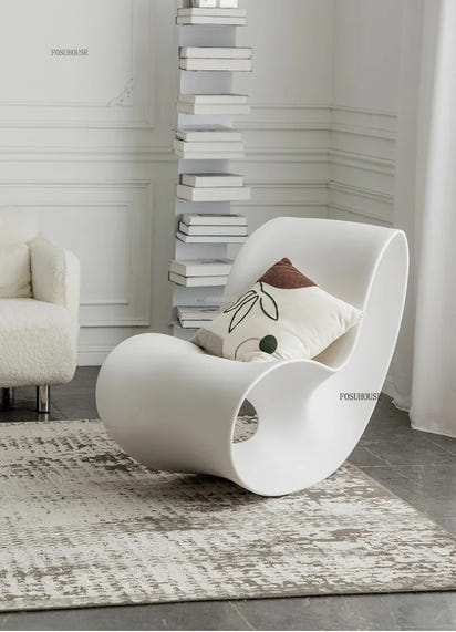 European Plastic Living Room Chairs Creative Rocking Chair Living Room Furniture Lazy Single Sofa Chair Designer Lounge Chair