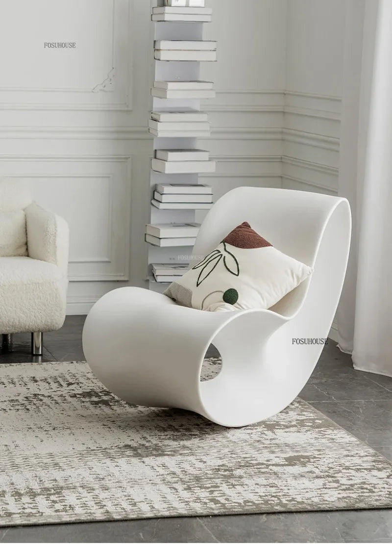 European Plastic Living Room Chairs Creative Rocking Chair Living Room Furniture Lazy Single Sofa Chair Designer Lounge Chair