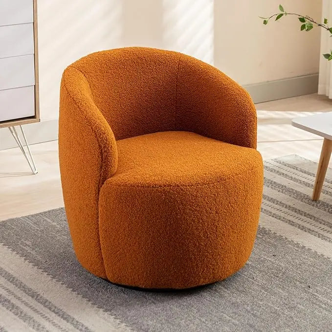 Swivel Barrel Chair, 360° Small Single Sofa Armchair Comfy Round Sofa Chair, Boucle Chairs Padded Armchair, Modern Rou