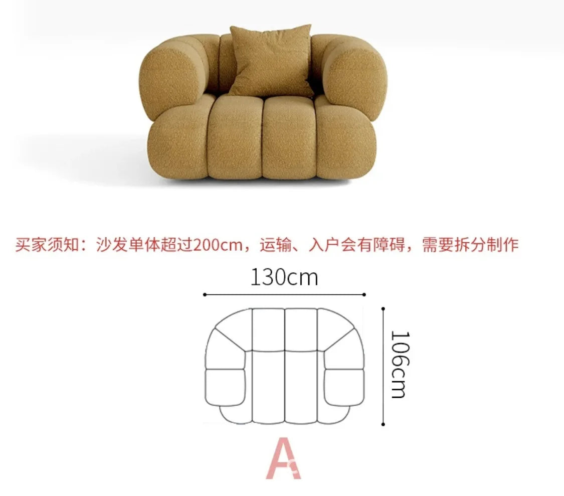 Living room cloud fabric sofa size apartment