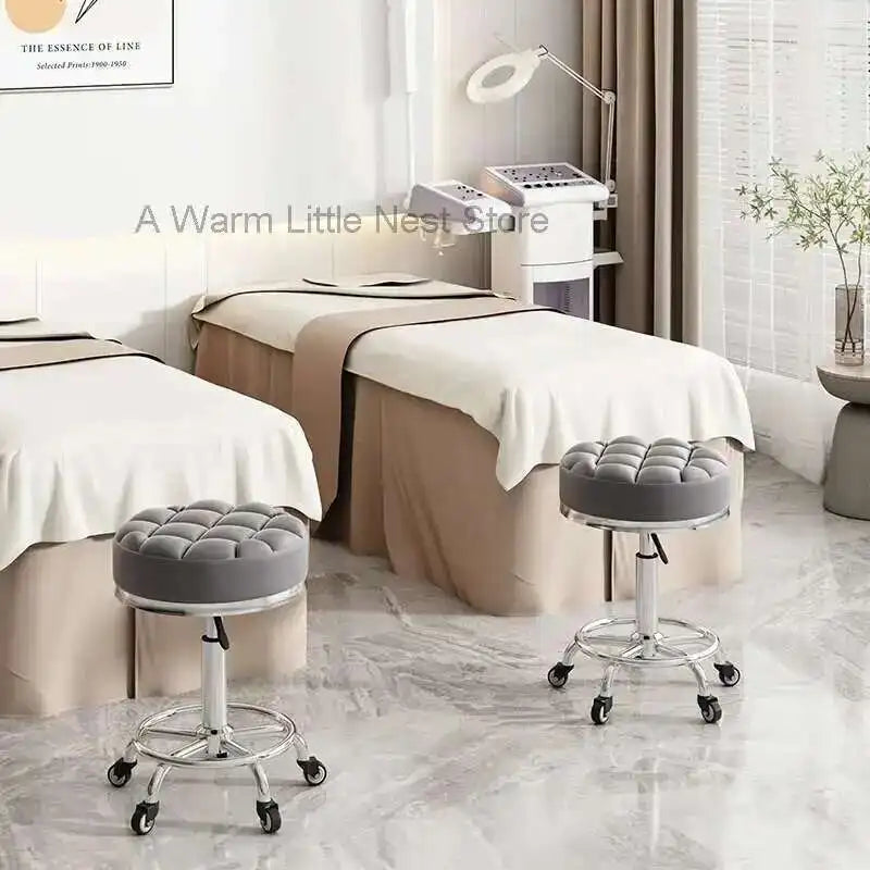 Barber Nail Salon Chair Swivel Wheels Rotating Salon Hair Stylist Barbershop Equipment Furniture Professional Rolling Silla