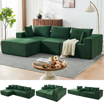 109" Cloud Sectional Couch, Boneless Couches for Living Room, Modular Sectional Sofa with Deep Seat, L-Shape Couch with Chaise