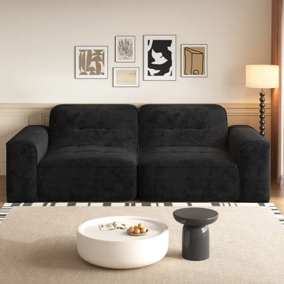 U-Shaped Sectional Sofa, Convertible Modular Couch with Double Chaise, 4-Seater Living Room Furniture, Black