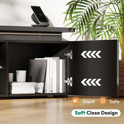 100 Inch TV-Stand - TV Stand for 90 95 100 Inch Televisions- Entertainment Center with Dynamic LED Lights & High Gloss
