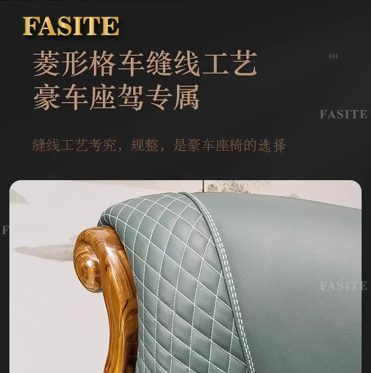 Modern simple ebony leather sofa new Chinese living room size apartment solid wood first layer cowhide new combination