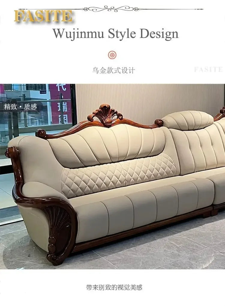 European leather sofa first floor living room villa luxury ebony small apartment
