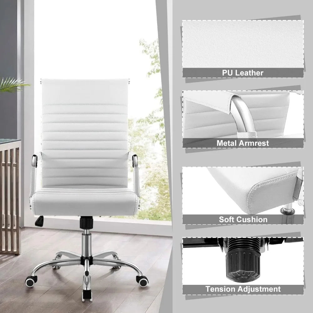 mid-back swivel armchair in white for office and conference rooms