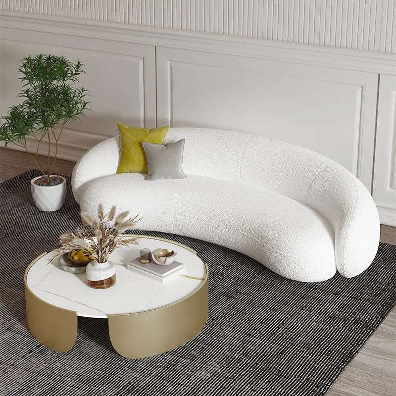 Nordic arc three-person reception sofa, special-shaped office, lambswool wedding dress studio, photo studio, single