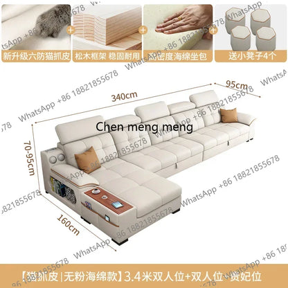 a38 Leather Luxury Sofa Couple Family Storage Sleeper Relax Sofa Reclining Foldable Muebles Para El Hogar Home Accessories