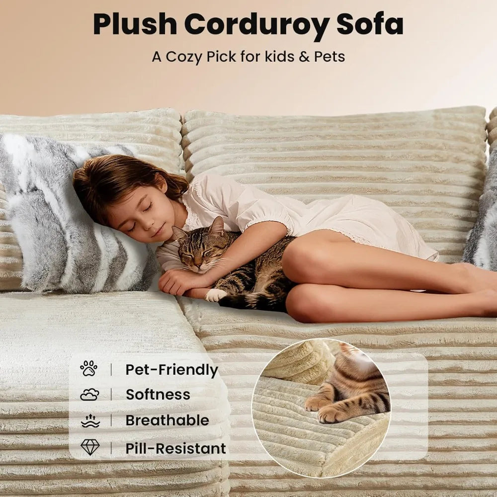 108" Cloud Sectional Couch Sofa with L-Shape Chaise, Modular Sectional Couch with Deep Seat for Living Room Bedroom