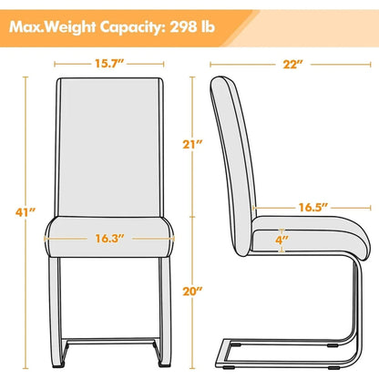 Dining Chairs Set of 2 Modern Faux Leather Upholstered Dining Room Chairs with High Back and Metal Chrome Legs for Kit
