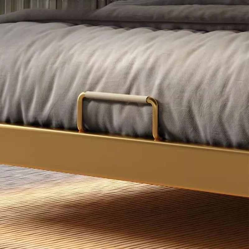 Luxury Beds 2 People Frame Floating Light Luxury Leather LED Lamp Double Bed Pink And Blue Queen Bed Frames Bedroom Furniture