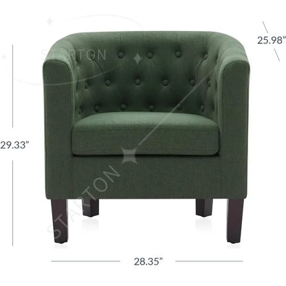 New Arrival Chairs with Sturdy Legs and Linen Fabric, Elegant Arm Chairs Upholstered Tufted Barrel Chairs Club Chair