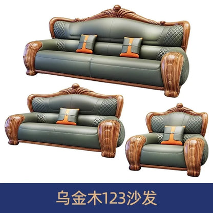 European-style villa, luxury ebony wood, leather art sofa