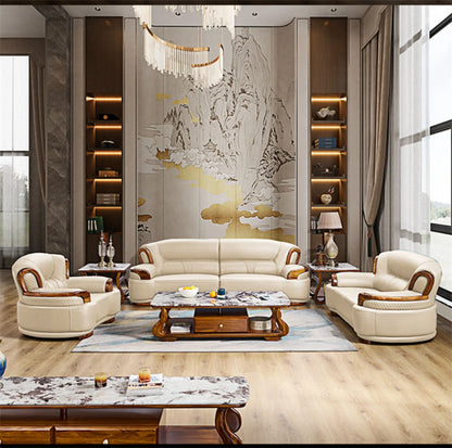 Designer Family Living Room Sofa Genuine Leather Sectional Floor Living Room Sofa Wood Minimalist Muebles Postmodern Furniture