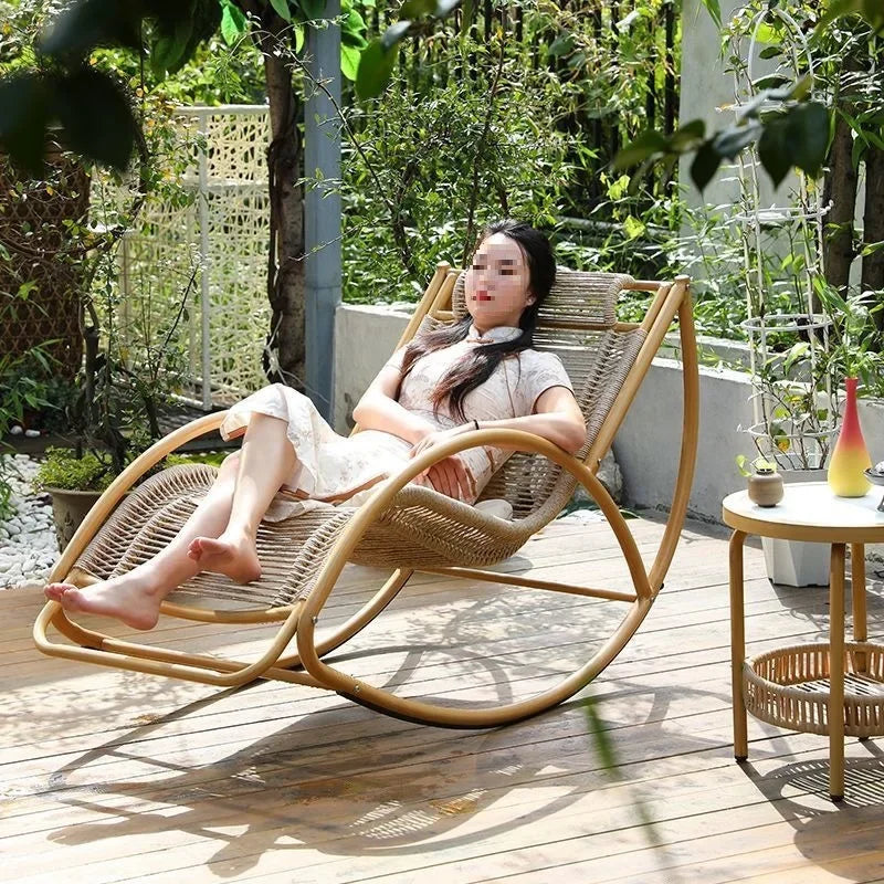 Balcony leisure rocking chair waterproof sunscreen courtyard recliner rattan