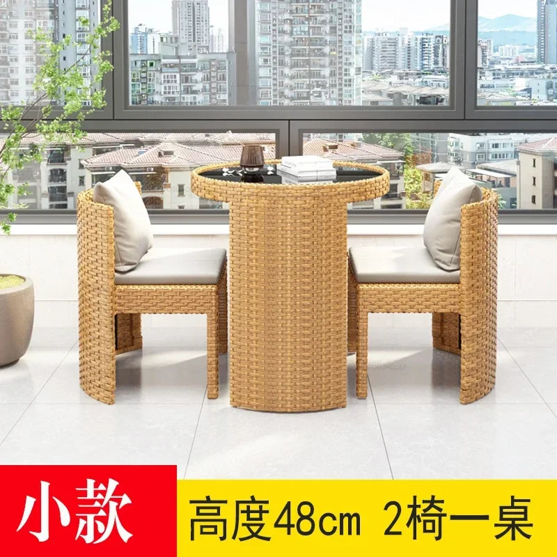Rattan Garden Furniture Sets Balcony Home Table Chairs Storage Leisure Table and Chair Three-piece Set Outdoor Patio Combination