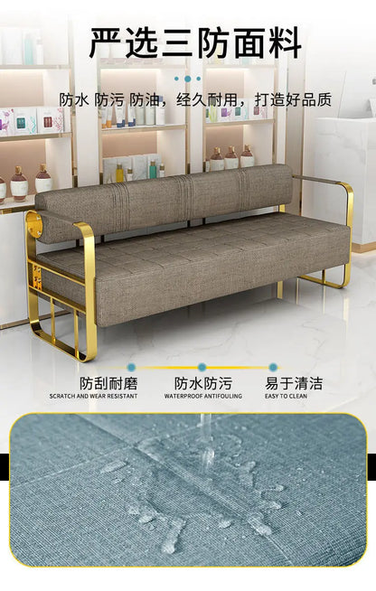Furniture Barber Shop Sofa Waiting Salon Special Chair Hair Salon Rest Area Stainless Steel Sofa Chair